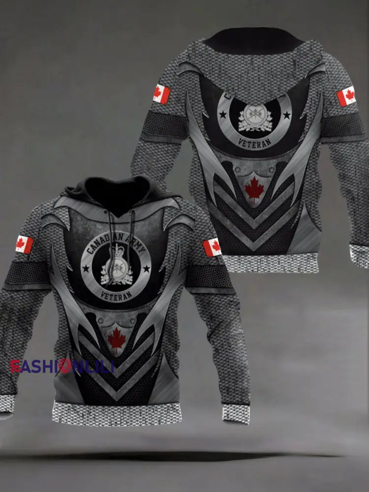 Men’s Remembrance Day Printed Casual Hoodie Black / S