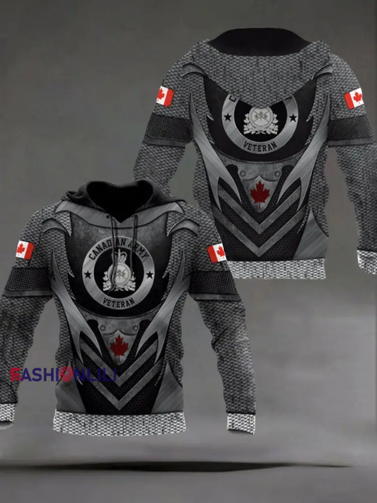 Men’s Remembrance Day Printed Casual Hoodie Black / S