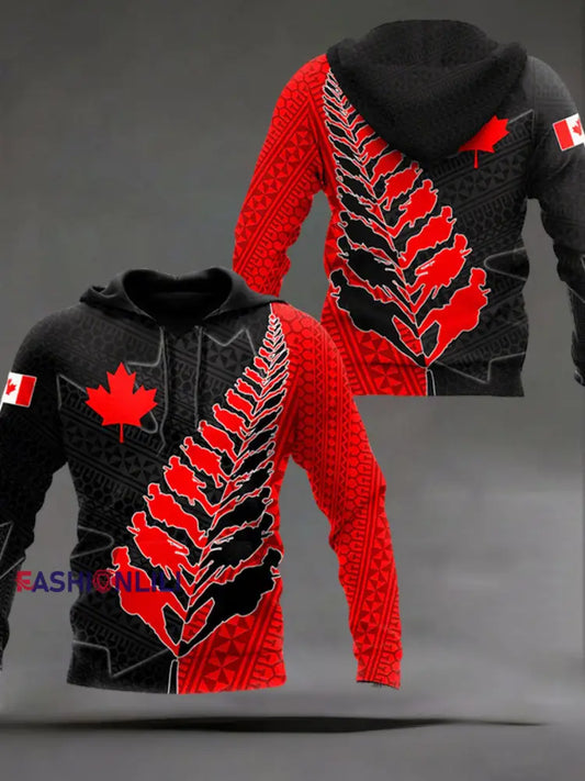 Men’s Remembrance Day Printed Casual Hoodie Red / S