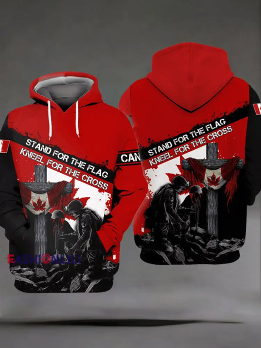 Men’s Remembrance Day Printed Casual Hoodie Red / S
