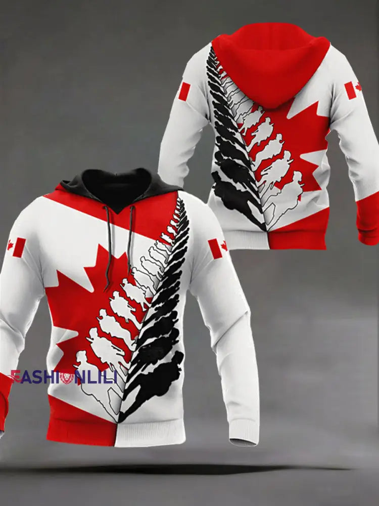 Men’s Remembrance Day Printed Casual Hoodie White / S