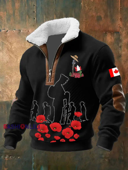 Men’s Remembrance Day Printed Casual Top Black / S