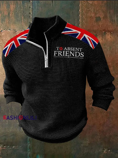 Men’s Remembrance Day To Absent Friends Zipper Sweater Black / S