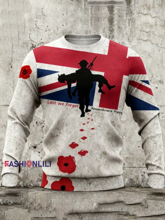 Men’s Remembrance Day UK army flag Crew Neck Sweatshirt White / S