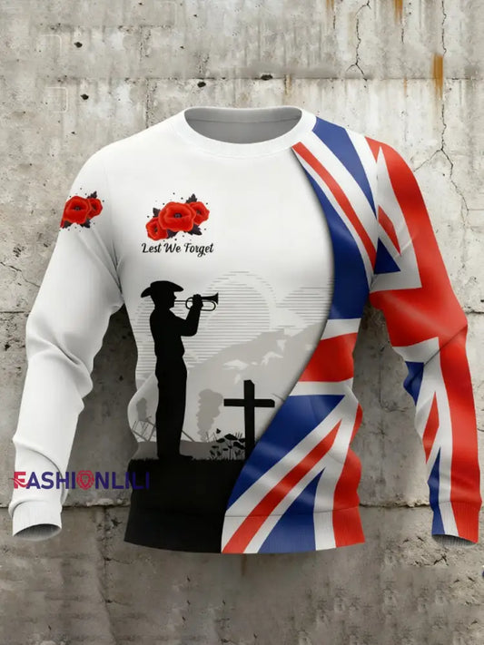 Men’s Remembrance Day UK army flag Crew Neck Sweatshirt White / S