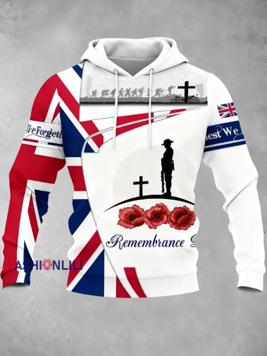 Men’s Remembrance Day UK army flag Hoodie White / S