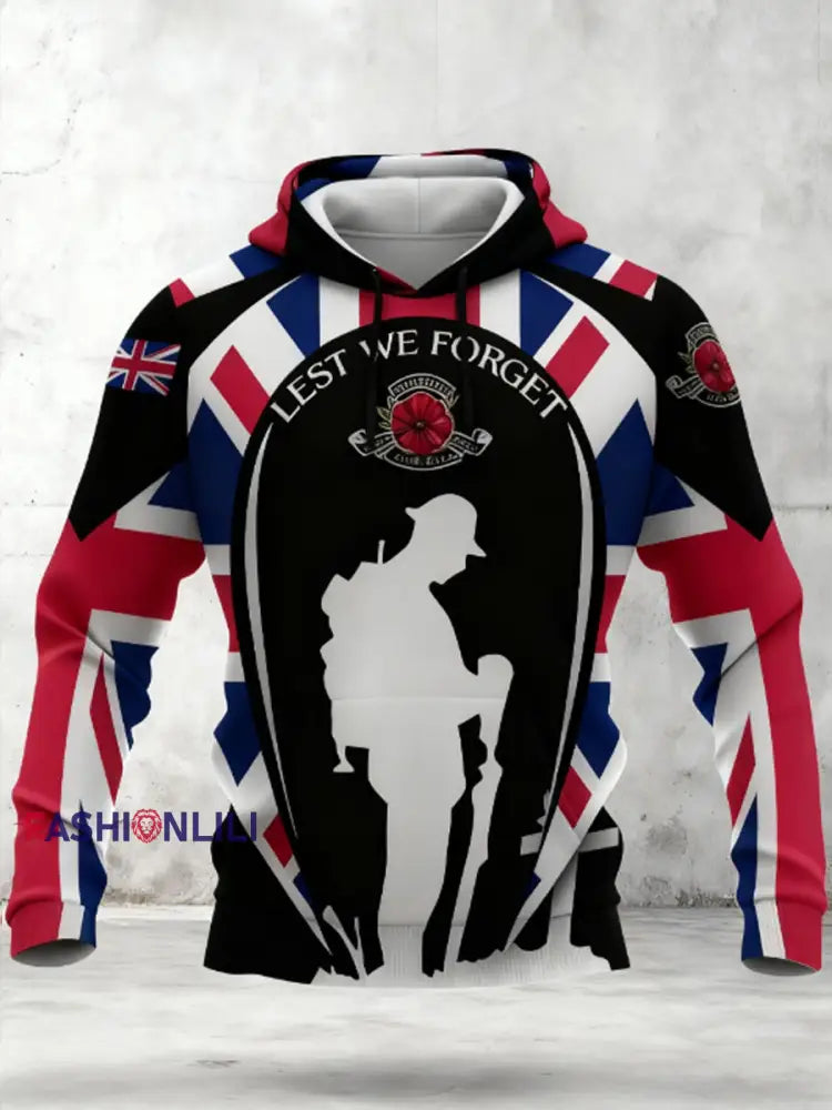 Men’s Remembrance Day UK army flag Hoodie White / S