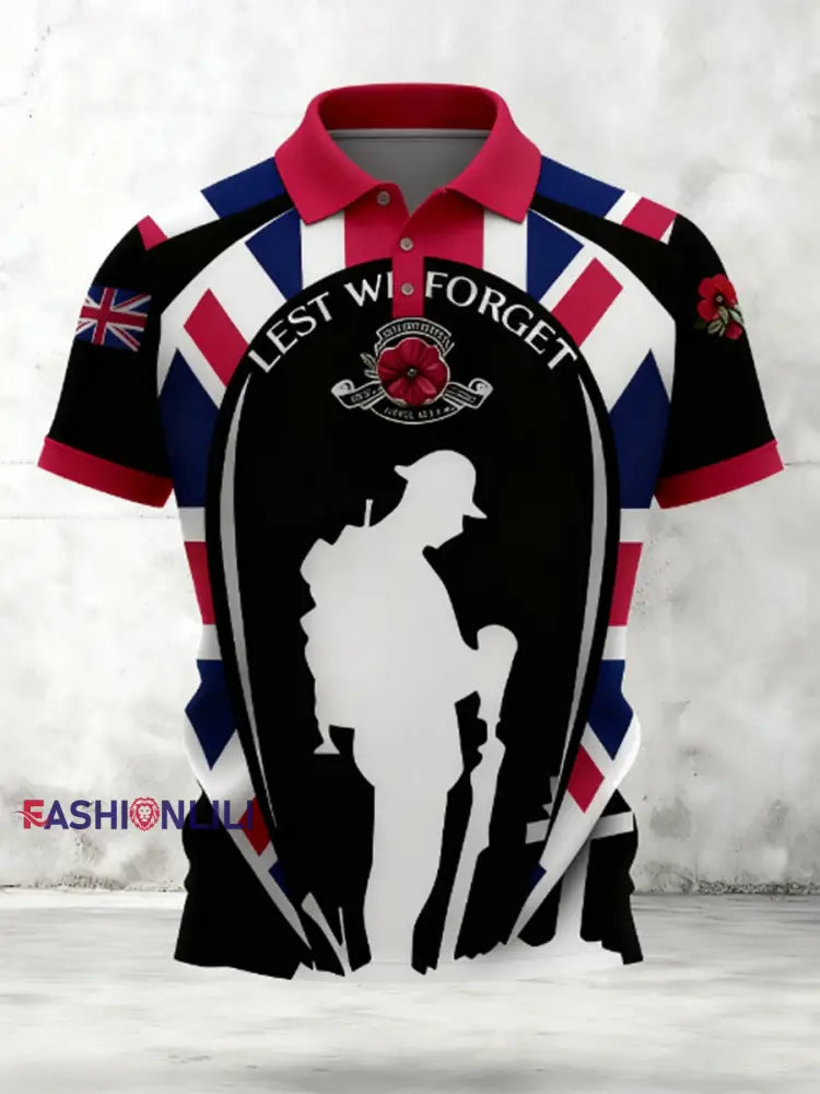 Men’s Remembrance Day UK army flag shirt Black / S