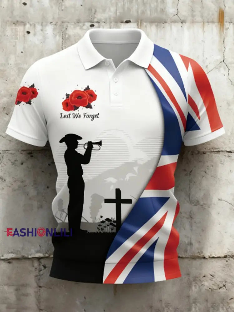 Men’s Remembrance Day UK army flag shirt White / S