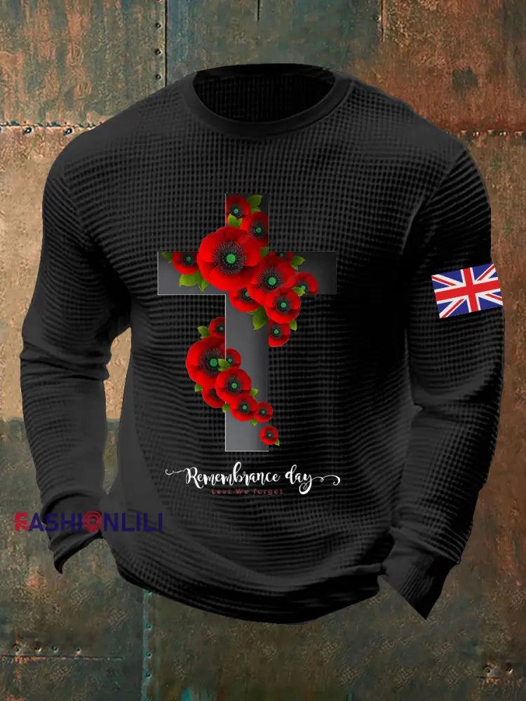 Men’s Remembrance Day Waffle Top Black / S