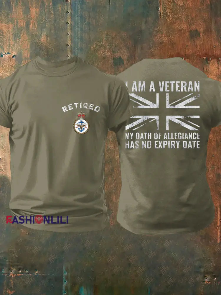 Men’s Retired Air Force Veteran Printed T-shirt Army Green / S