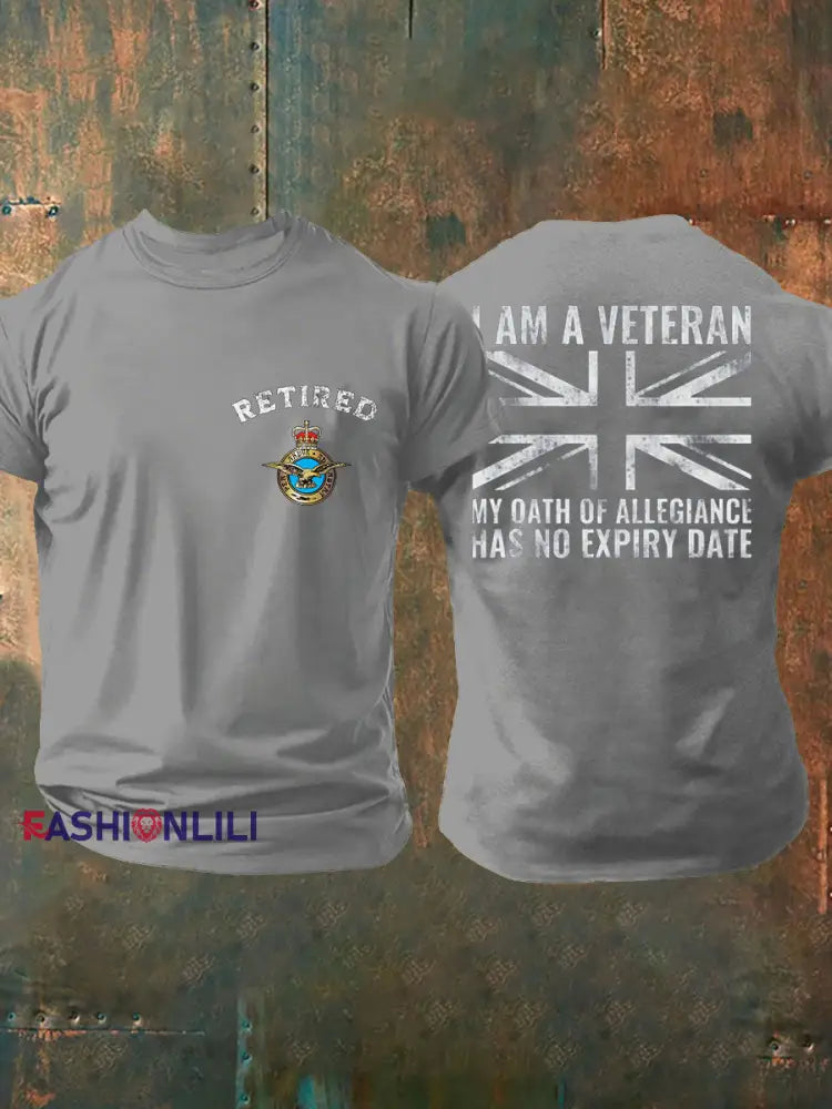 Men’s Retired Air Force Veteran Printed T-shirt Light Gray / S