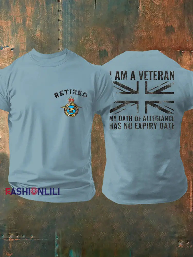 Men’s Retired Air Force Veteran Printed T-shirt Sky Blue / S