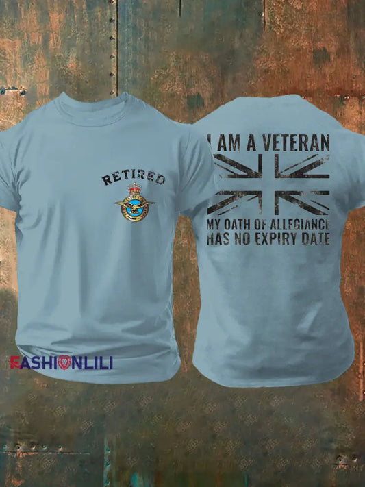 Men’s Retired Air Force Veteran Printed T-shirt Sky Blue / S