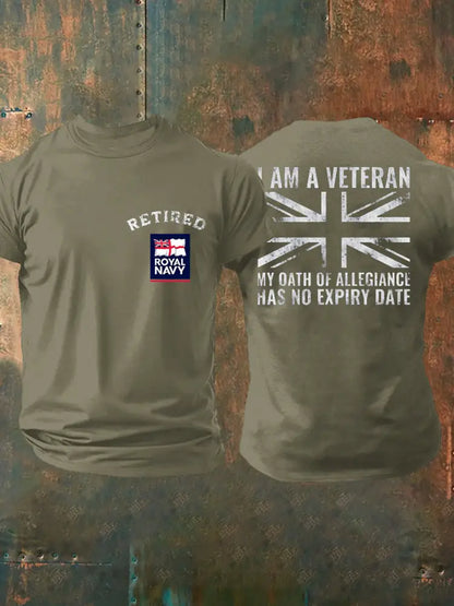 Men’s Retired Navy Veteran Printed T-shirt Army Green / S
