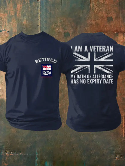 Men’s Retired Navy Veteran Printed T-shirt Navy Blue / S