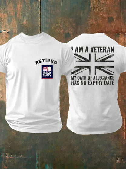 Men’s Retired Navy Veteran Printed T-shirt White / S