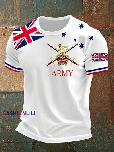 Men’s Retro British Culture Art Print Casual Short Sleeve T-Shirt A / S