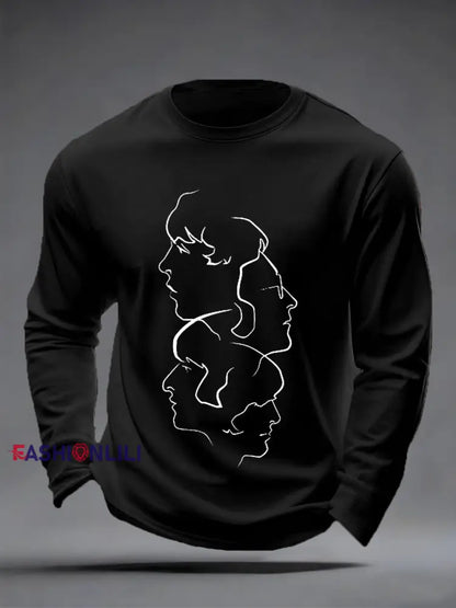 Men’s Retro Classic Legendary Rock Band Print Gift For Fans Casual long sleeve T-shirt Black / S