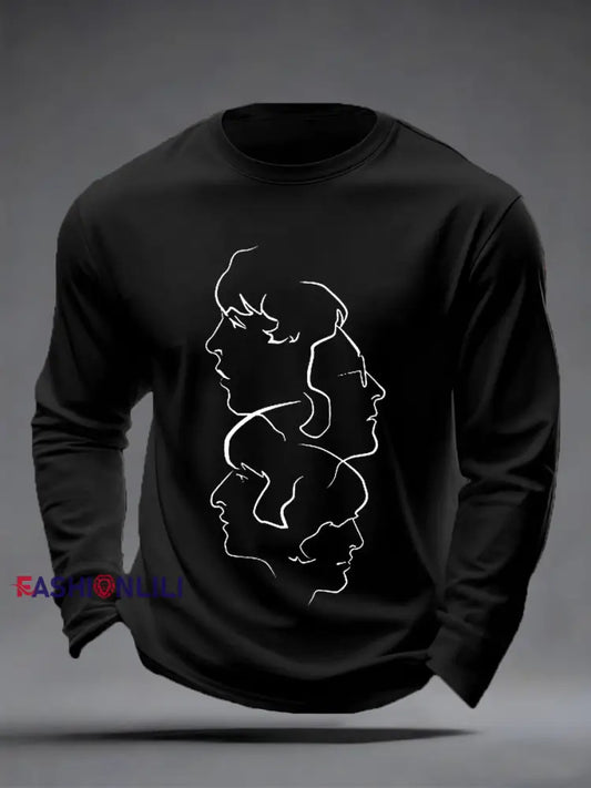 Men’s Retro Classic Legendary Rock Band Print Gift For Fans Casual long sleeve T-shirt Black / S