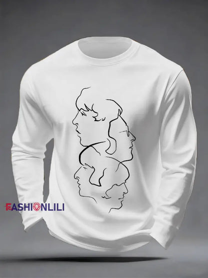 Men’s Retro Classic Legendary Rock Band Print Gift For Fans Casual long sleeve T-shirt White / S