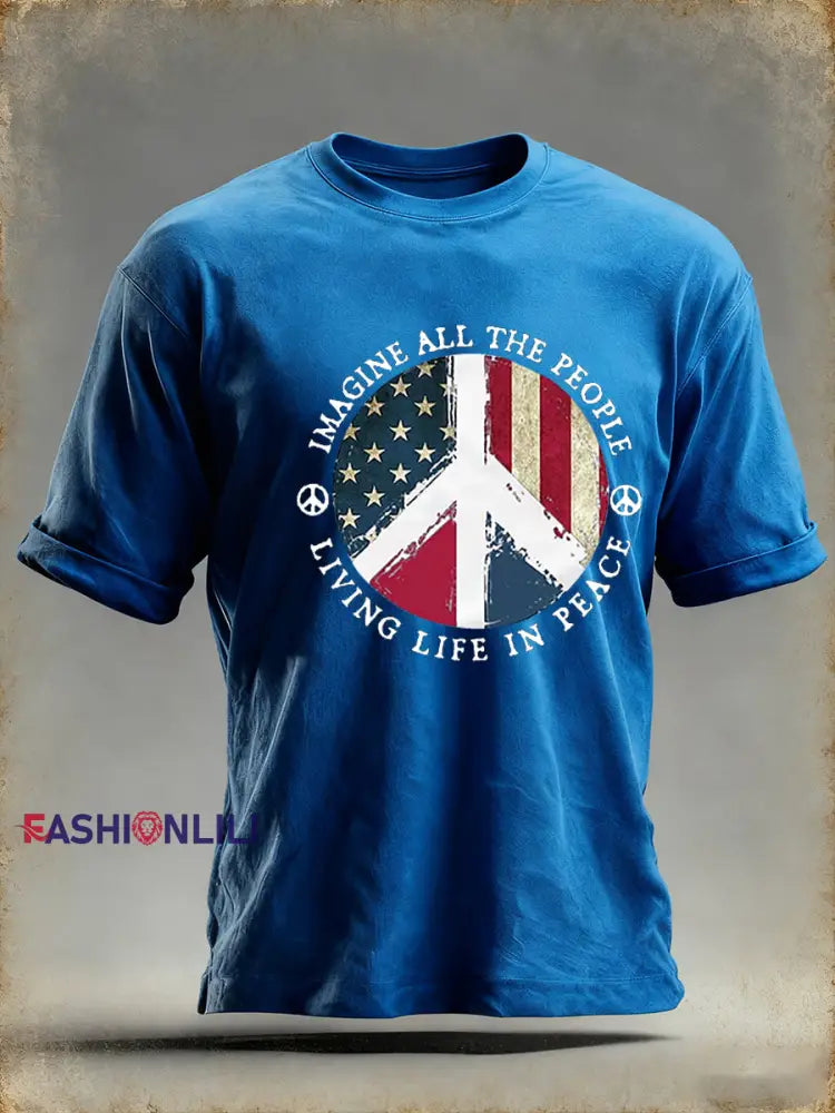 Men’s Retro Classic Legendary Rock Band Print Gift For Fans Casual Short Sleeve T-Shirt Blue / S