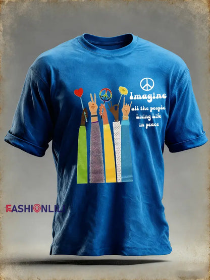 Men’s Retro Classic Legendary Rock Band Print Gift For Fans Casual Short Sleeve T-Shirt Blue / S