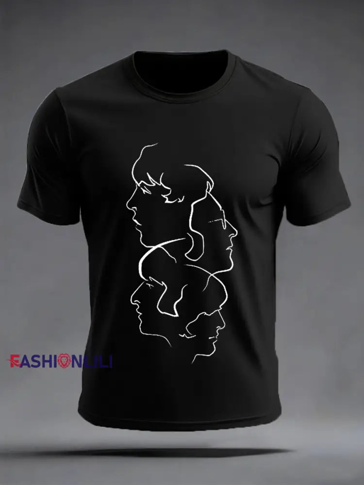 Men’s Retro Classic Legendary Rock Band Print Gift For Fans Casual Tee Black / S