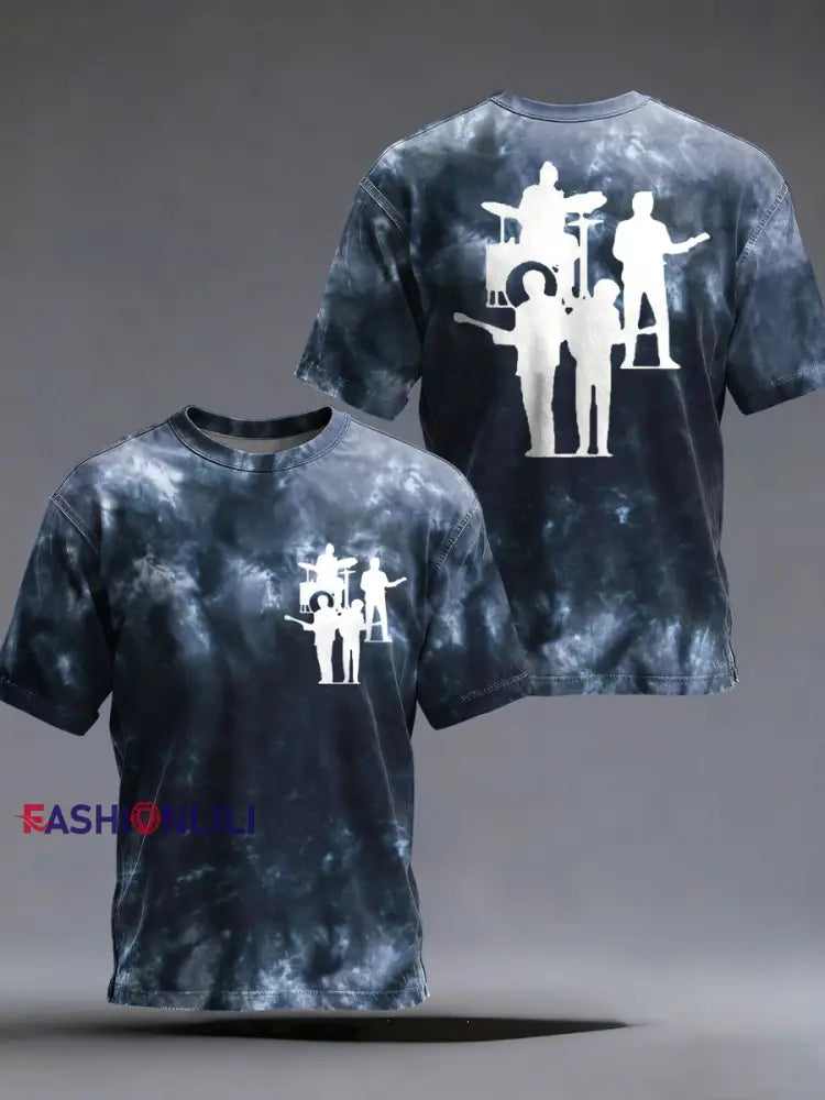 Men’s Retro Classic Legendary Rock Band Print Gift For Fans Casual Tee Navy Blue / S