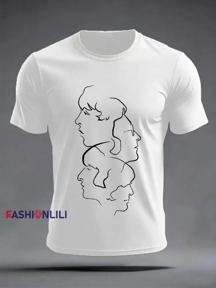 Men’s Retro Classic Legendary Rock Band Print Gift For Fans Casual Tee White / S