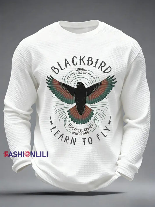 Men’s Retro Classic Legendary Rock Band Print Gift For Fans Casual Waffle Long Sleeve T-Shirt White / S