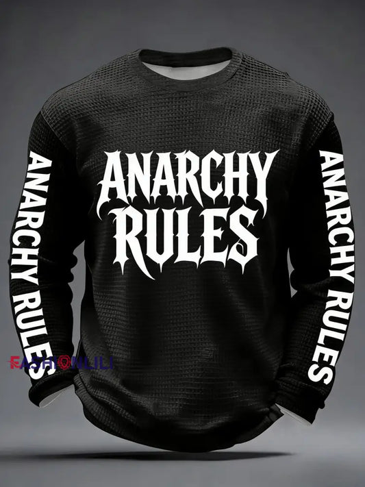 Men’s Retro Punk Band The Clash Art Waffle Long Sleeve Shirt Black / S