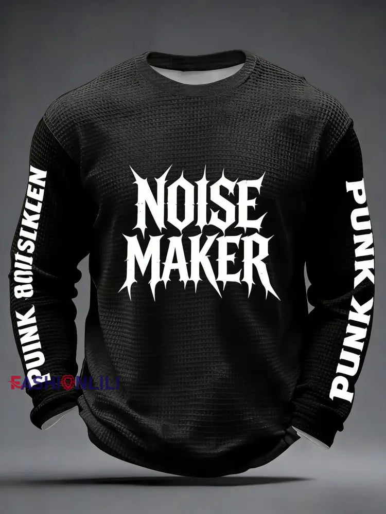 Men’s Retro Punk Band The Clash Art Waffle Long Sleeve Shirt Black / S