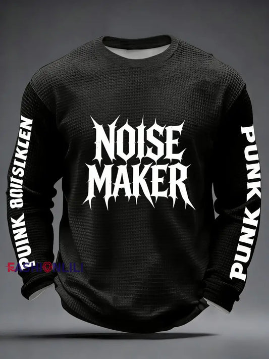 Men’s Retro Punk Band The Clash Art Waffle Long Sleeve Shirt Black / S