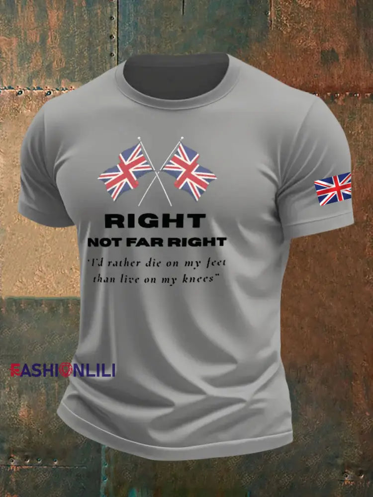 Men’s Right Not Far Right Printed imitation cotton short-sleeved T-shirt Light Gray / S