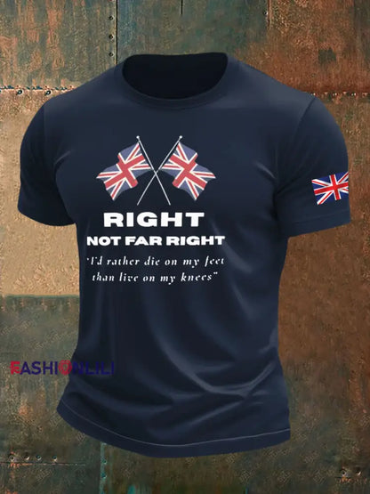 Men’s Right Not Far Right Printed imitation cotton short-sleeved T-shirt Navy Blue / S