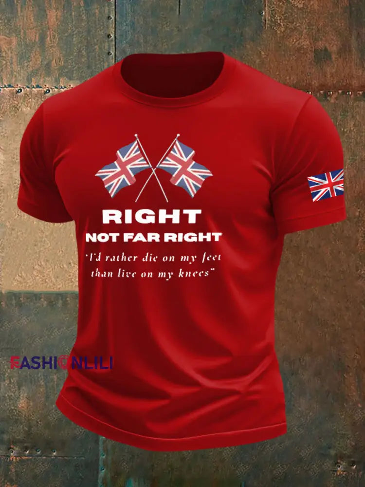 Men’s Right Not Far Right Printed imitation cotton short-sleeved T-shirt Pure Red / S