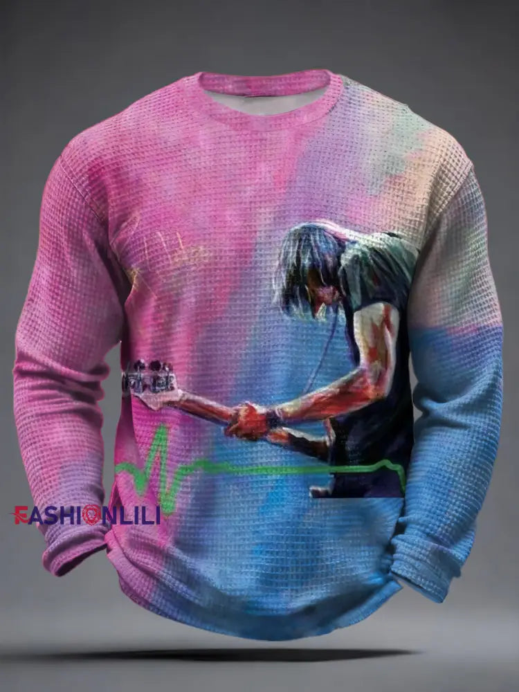 Men’s rock band lovers Waffle Long Sleeve T-Shirt As picture / S