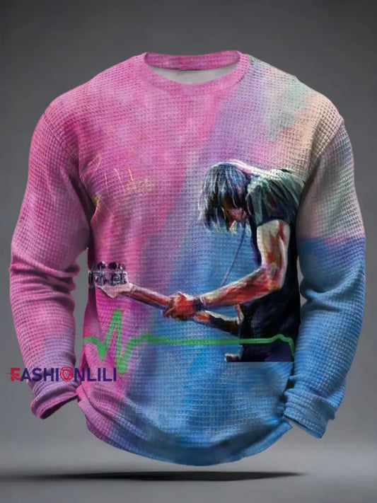 Men’s rock band lovers Waffle Long Sleeve T-Shirt As picture / S