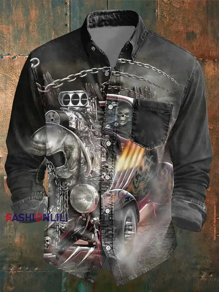 Men’s Rock Music Inspired Pocket Shirt As picture / S