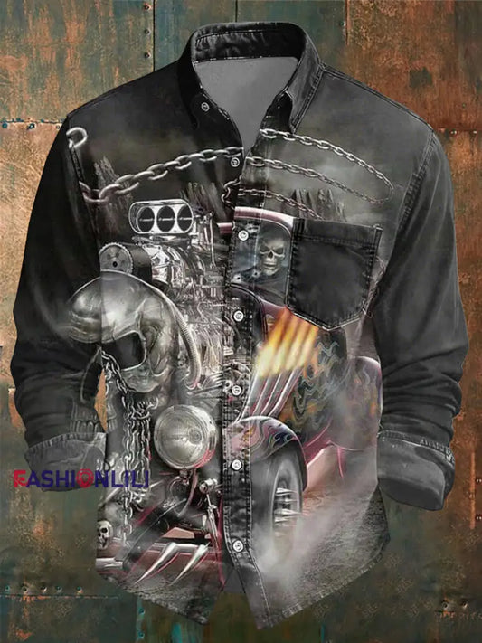 Men’s Rock Music Inspired Pocket Shirt As picture / S