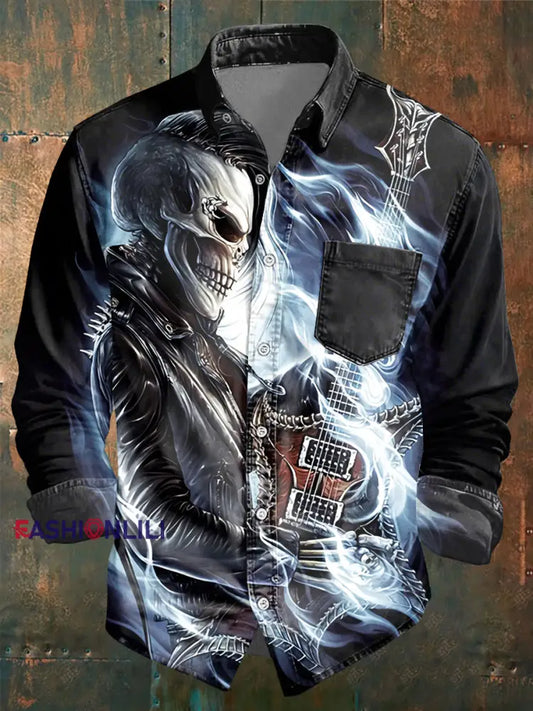 Men’s Rock Music Inspired Pocket Shirt As picture / S