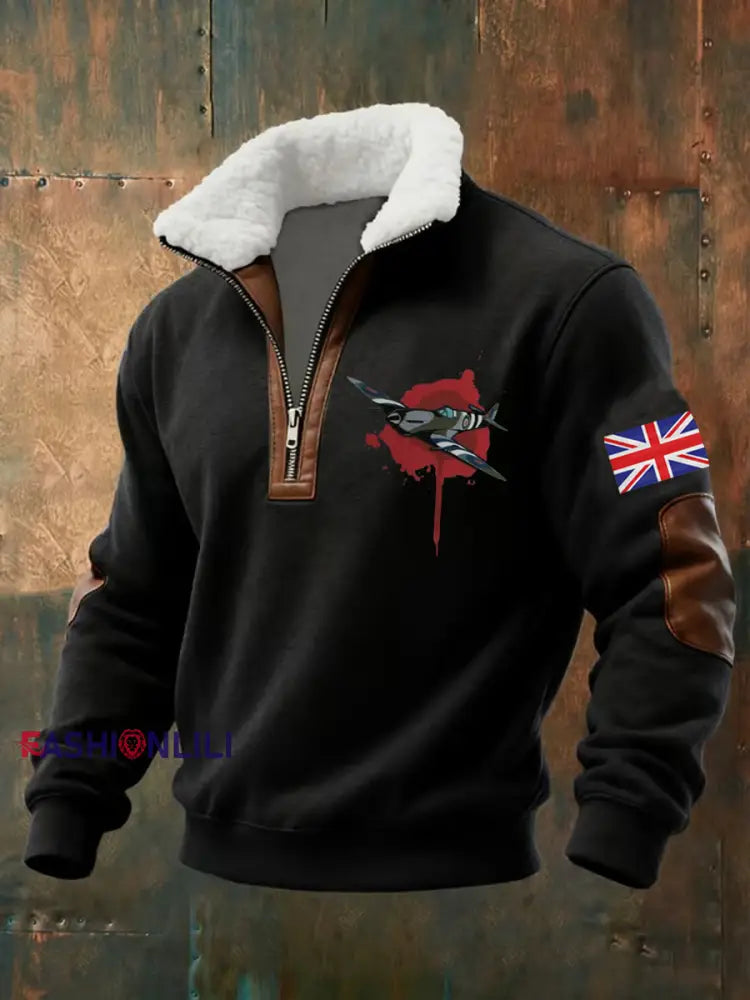 Men’s Royal Air Force aircraft baggy zip-up hoodie Black / S