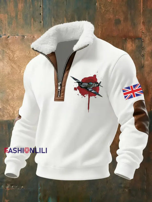 Men’s Royal Air Force aircraft baggy zip-up hoodie White / S