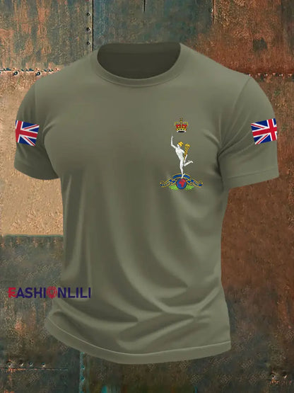 Men’s Royal Corps Of Signals UK Falg Print Casual Tee Army Green / S