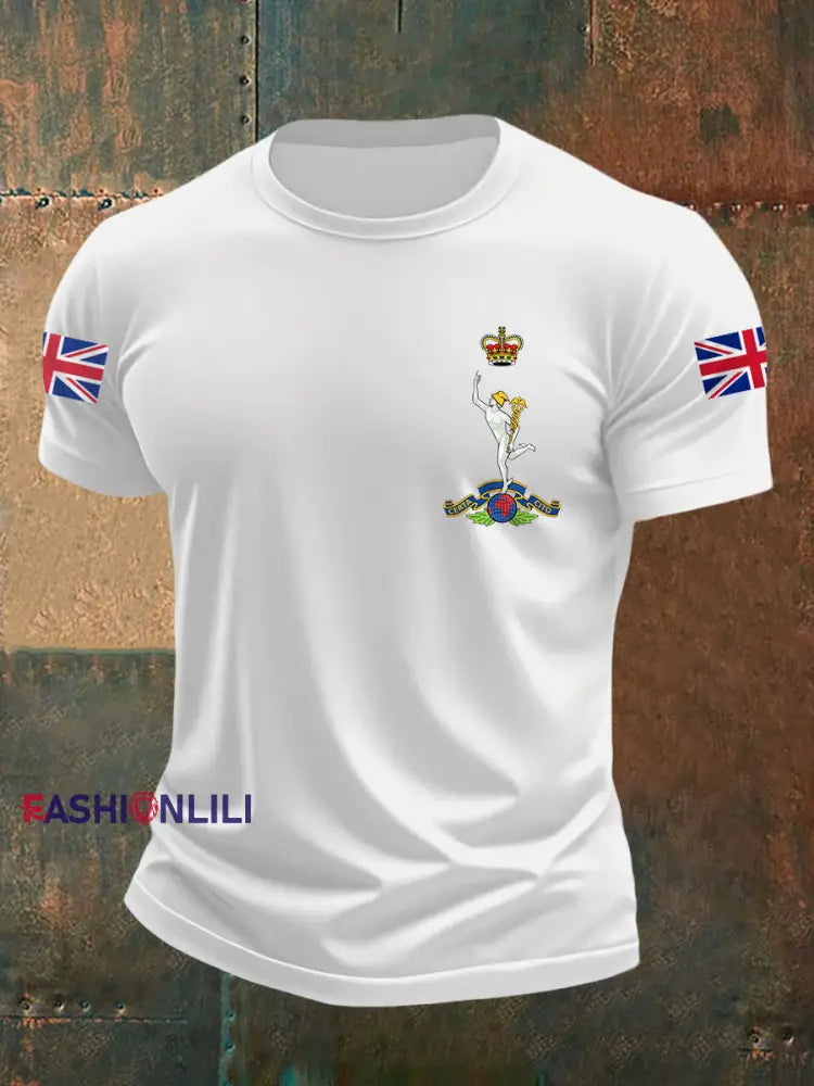 Men’s Royal Corps Of Signals UK Falg Print Casual Tee White / S
