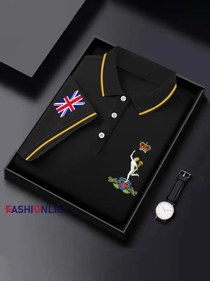 Men’s Royal Corps Of Signals UK Falg Print Casual Top Black / S