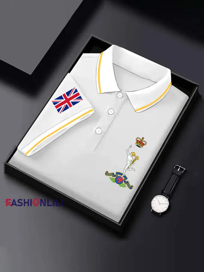 Men’s Royal Corps Of Signals UK Falg Print Casual Top White / S