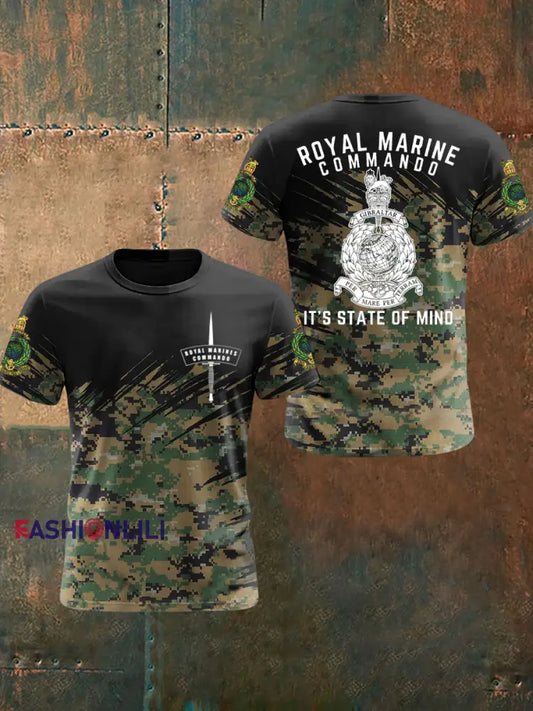 Men’s Royal Marines Commando Veteran Printed T-shirt Army Green / S