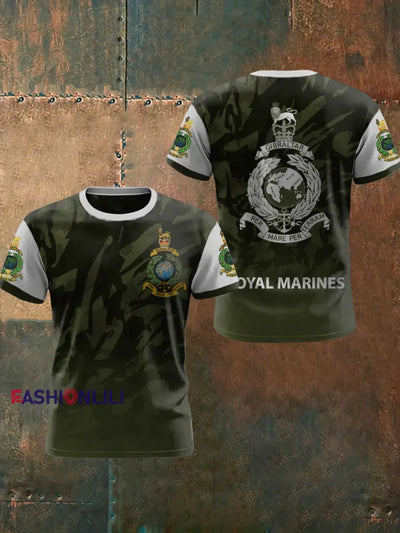 Men’s Royal Marines Veteran Printed T-shirt Army Green / S